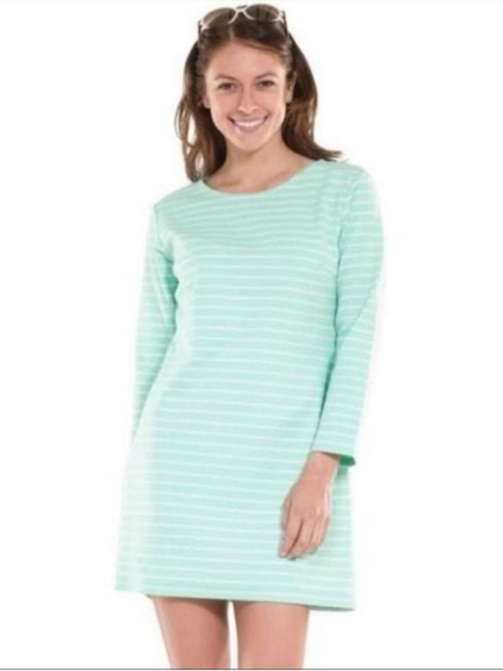 Sail to Sable Mint Green Striped Shift Dress Coastal Prepp Medium 0206